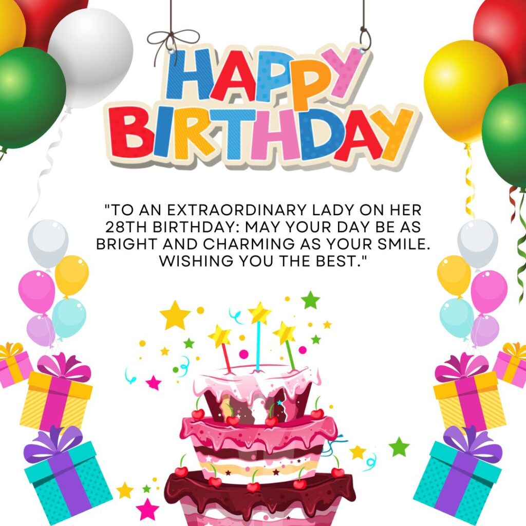 Amazing 28th Birthday Wishes for a Lady
